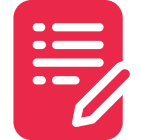 icons (4) Red icon of a paper with three horizontal lines and a small pencil in the lower right corner, representing note-taking or writing.